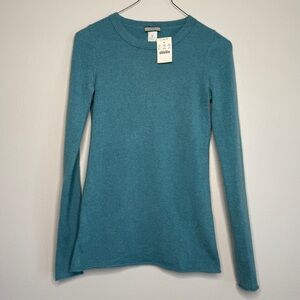 J. Crew Cashmere 100% Sweater Heather Blue Long Sleeve Women's Top Crewneck Crew